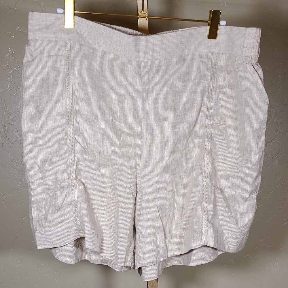 Lane Bryant Tan Linen Blend Relaxed‎ Shorts Size 14/16